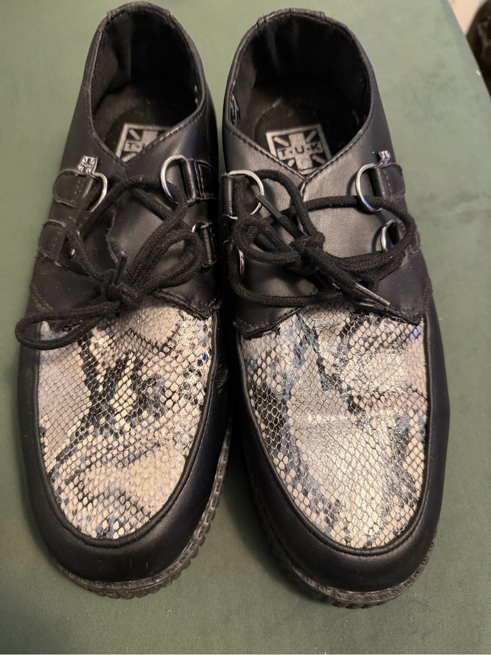 T.U.X Black and grey Snake skin men’s 10/Womans 11.5